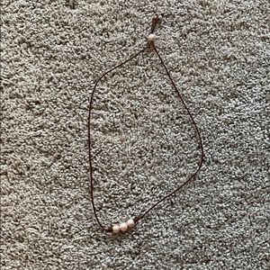 Pink Pearl Leather Necklace
